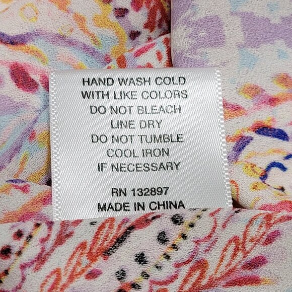 Rose & Olive Womens V-Neck Peasant Sleeve Top Size 2X Multicolor Paisley Boho - Picture 10 of 10